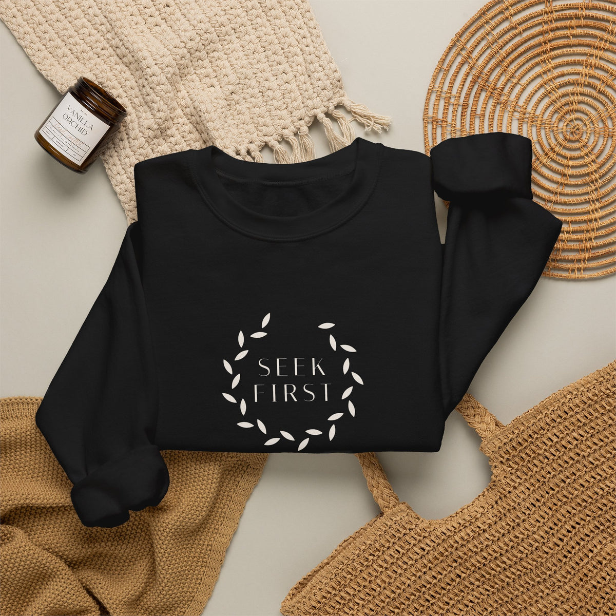 Seek First Wreath Crewneck