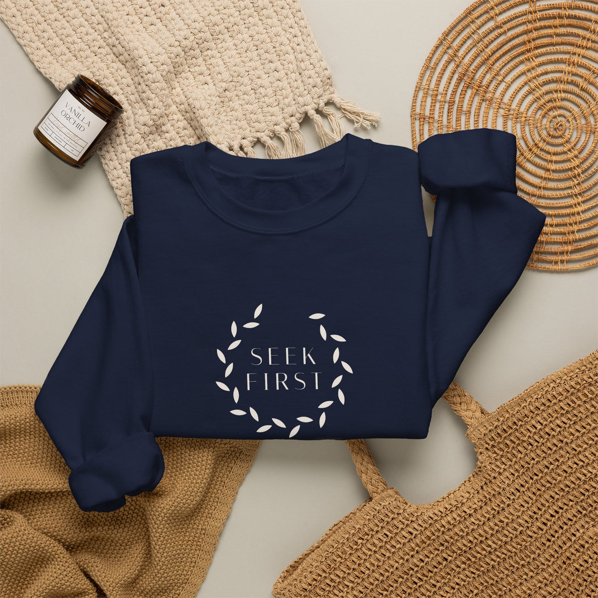 Seek First Wreath Crewneck