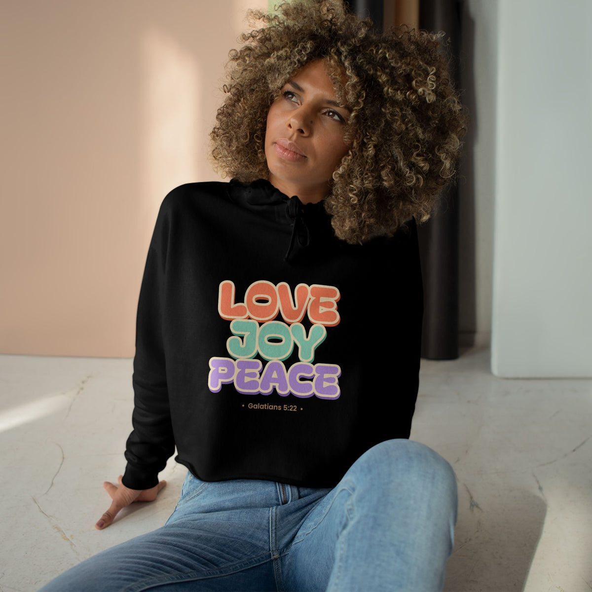 Love Joy Peace Crop Hoodie