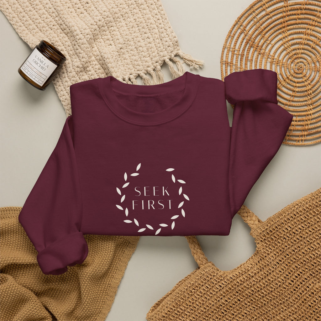 Seek First Wreath Crewneck