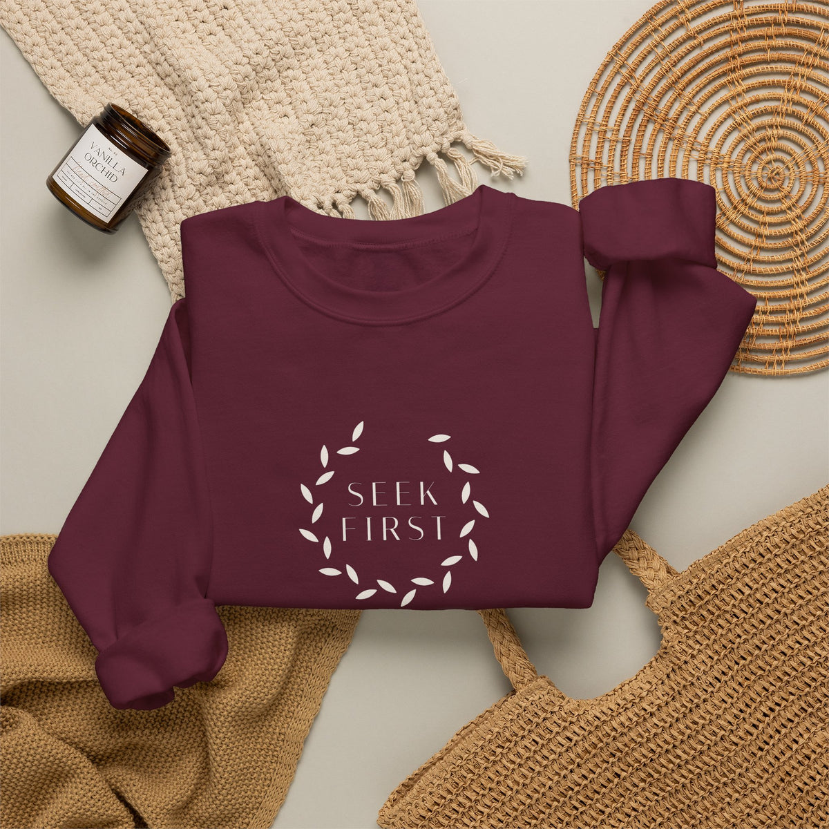 Seek First Wreath Crewneck